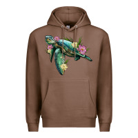Chestnut sea turtle with lotus Premium Hoodie - Artiststas
