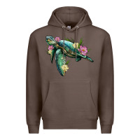 Coffee sea turtle with lotus Premium Hoodie - Artiststas