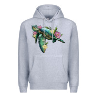 Heather Grey sea turtle with lotus Premium Hoodie - Artiststas