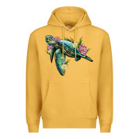 Mustard sea turtle with lotus Premium Hoodie - Artiststas
