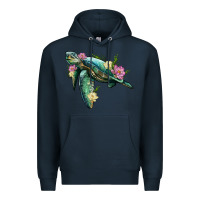 Navy sea turtle with lotus Premium Hoodie - Artiststas