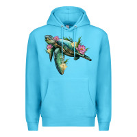 Ocean Blue sea turtle with lotus Premium Hoodie - Artiststas