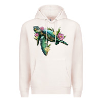 Pale Pink sea turtle with lotus Premium Hoodie - Artiststas