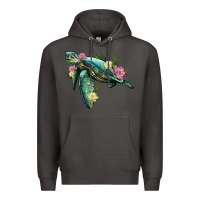 Smoke sea turtle with lotus Premium Hoodie - Artiststas