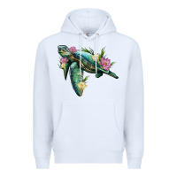 White sea turtle with lotus Premium Hoodie - Artiststas