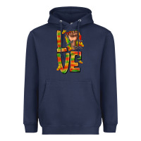 Navy love juneteenth with fist Heavyweight Hoodie - texasbilliewilder