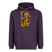 Plum love juneteenth with fist Heavyweight Hoodie - texasbilliewilder