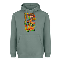 Sage love juneteenth with fist Heavyweight Hoodie - texasbilliewilder