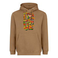 Toasted Coconut love juneteenth with fist Heavyweight Hoodie - texasbilliewilder
