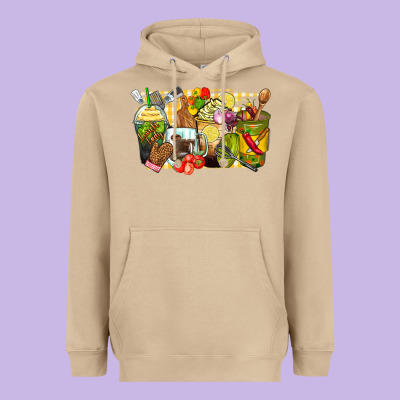 Lunch Lady Coffee Cups Heavyweight Hoodie Designed By Zillion Design Studio