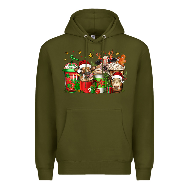 Christmas Cows Coffee Premium Hoodie by Jasminsmagicworld | Teevron