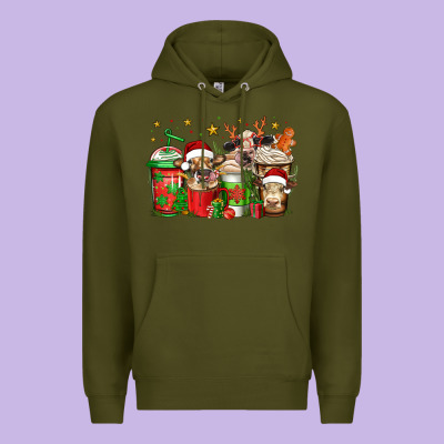 Christmas Cows Coffee Premium Hoodie Designed By Jasminsmagicworld