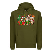 Army Green christmas cows coffee Premium Hoodie - Jasminsmagicworld