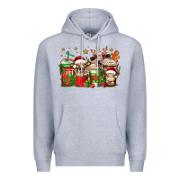 Heather Grey christmas cows coffee Premium Hoodie - Jasminsmagicworld