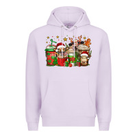 Lilac christmas cows coffee Premium Hoodie - Jasminsmagicworld