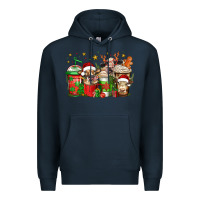Navy christmas cows coffee Premium Hoodie - Jasminsmagicworld