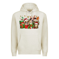 Oatmeal Heather christmas cows coffee Premium Hoodie - Jasminsmagicworld