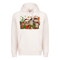 Pale Pink christmas cows coffee Premium Hoodie - Jasminsmagicworld