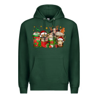Sports Green christmas cows coffee Premium Hoodie - Jasminsmagicworld