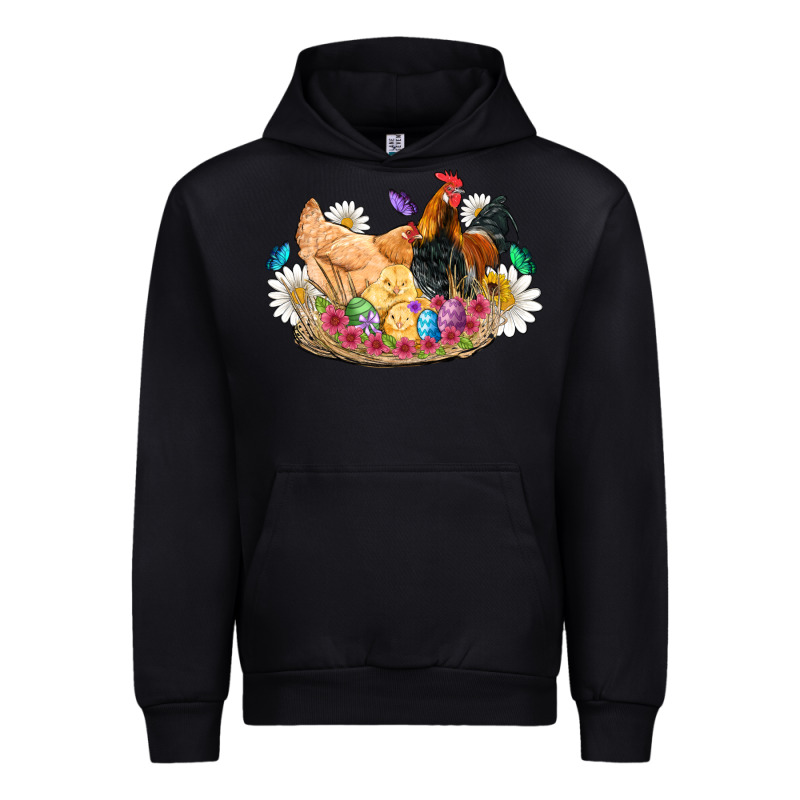 Easter Coop Animals Farm Chicken Chiks Rooster Flowers Butterfly Urban Hoodie by Artiststas | Teevron