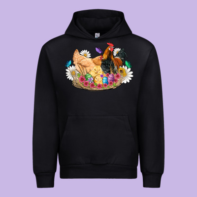 Easter Coop Animals Farm Chicken Chiks Rooster Flowers Butterfly Urban Hoodie Designed By Artiststas
