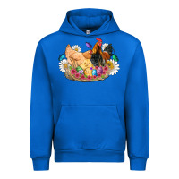 Cobalt easter coop animals farm chicken chiks rooster flowers butterfly Urban Hoodie - Artiststas