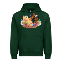Forest Green easter coop animals farm chicken chiks rooster flowers butterfly Urban Hoodie - Artiststas