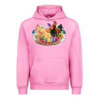 Fuchsia Pink easter coop animals farm chicken chiks rooster flowers butterfly Urban Hoodie - Artiststas