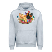 Heather Grey easter coop animals farm chicken chiks rooster flowers butterfly Urban Hoodie - Artiststas