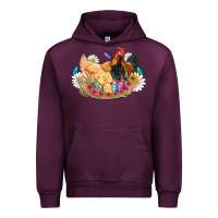 Mauve Wine easter coop animals farm chicken chiks rooster flowers butterfly Urban Hoodie - Artiststas