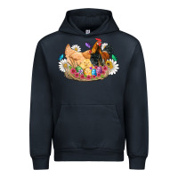 Navy easter coop animals farm chicken chiks rooster flowers butterfly Urban Hoodie - Artiststas
