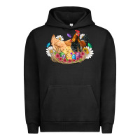 Pigment Black easter coop animals farm chicken chiks rooster flowers butterfly Urban Hoodie - Artiststas
