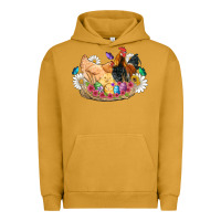 Pigment Peanut Butter easter coop animals farm chicken chiks rooster flowers butterfly Urban Hoodie - Artiststas