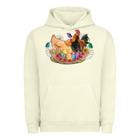 Pigment Pistachio easter coop animals farm chicken chiks rooster flowers butterfly Urban Hoodie - Artiststas