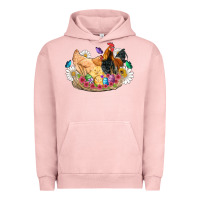 Pigment Salmon easter coop animals farm chicken chiks rooster flowers butterfly Urban Hoodie - Artiststas