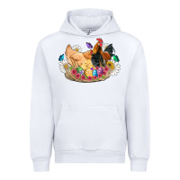 White easter coop animals farm chicken chiks rooster flowers butterfly Urban Hoodie - Artiststas