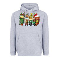 Heather Grey Christmas tractor coffee cups Heavyweight Hoodie - Zillion Design Studio
