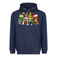 Navy Christmas tractor coffee cups Heavyweight Hoodie - Zillion Design Studio