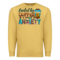 Antique Gold fueled by coffee and anxiety Premium Sweatshirt - Zillion Design Studio