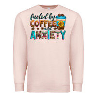 Pale Pink fueled by coffee and anxiety Premium Sweatshirt - Zillion Design Studio