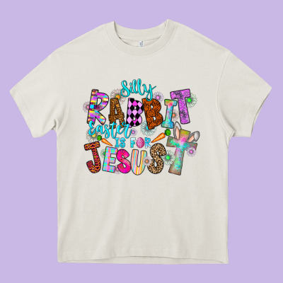 Silly Rabbit Easter Is For Jesus Heavy Core Tee Designed By Cowhidedigitalart