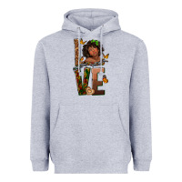 Heather Grey love melanin Heavyweight Hoodie - texasbilliewilder