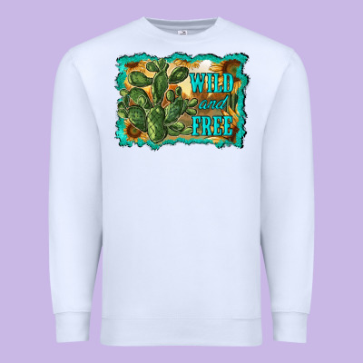 Wild And Free Cactus Premium Sweatshirt Designed By Ranaportraitstore