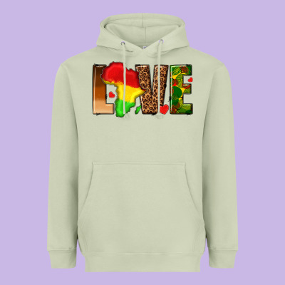 Heavyweight Hoodie love melanin with african map