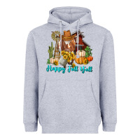 Heather Grey Happy Fall Y'all Longhorn Cow Heavyweight Hoodie - RanaPortraitStore