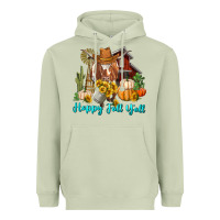 Matcha Happy Fall Y'all Longhorn Cow Heavyweight Hoodie - RanaPortraitStore