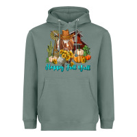 Sage Happy Fall Y'all Longhorn Cow Heavyweight Hoodie - RanaPortraitStore
