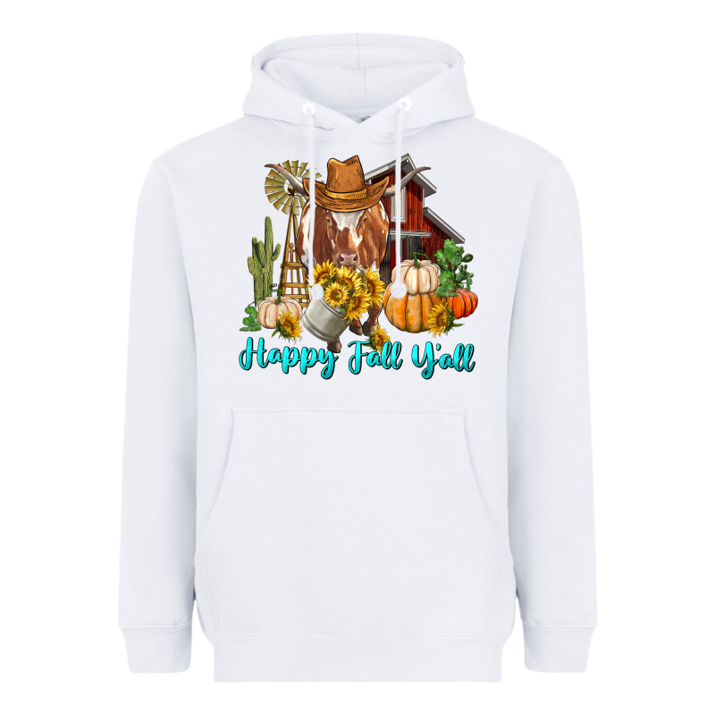 Happy Fall Y'all Longhorn Cow Heavyweight Hoodie by RanaPortraitStore | Teevron