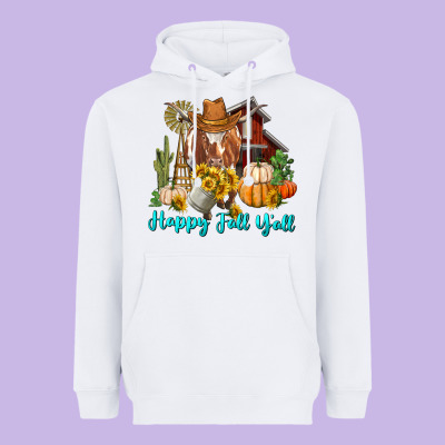Heavyweight Hoodie Happy Fall Y'all Longhorn Cow