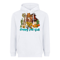 White Happy Fall Y'all Longhorn Cow Heavyweight Hoodie - RanaPortraitStore